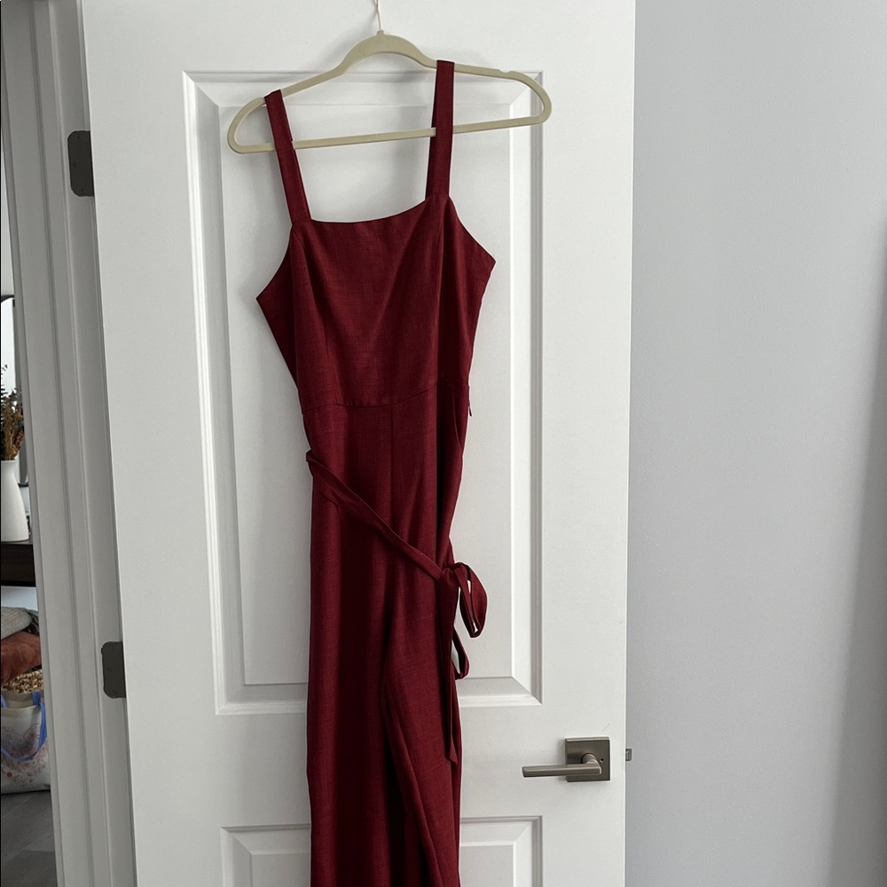 Lulu's Burgundy Cropped Jumpsuit